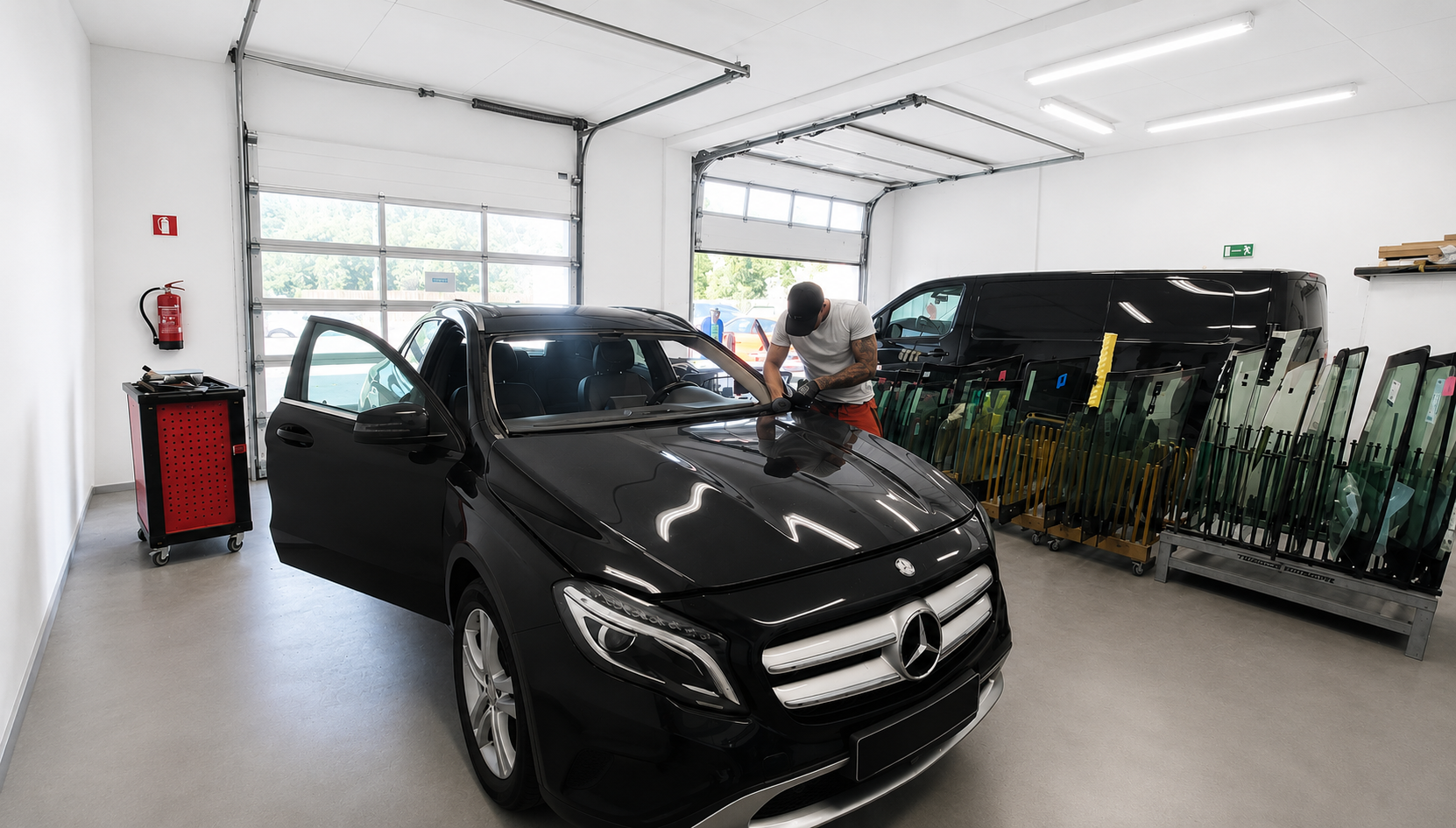 Atelier VitroTech Couillet (Charleroi) : stock de pare-brise et vitrages automobiles, prise en charge assurance.